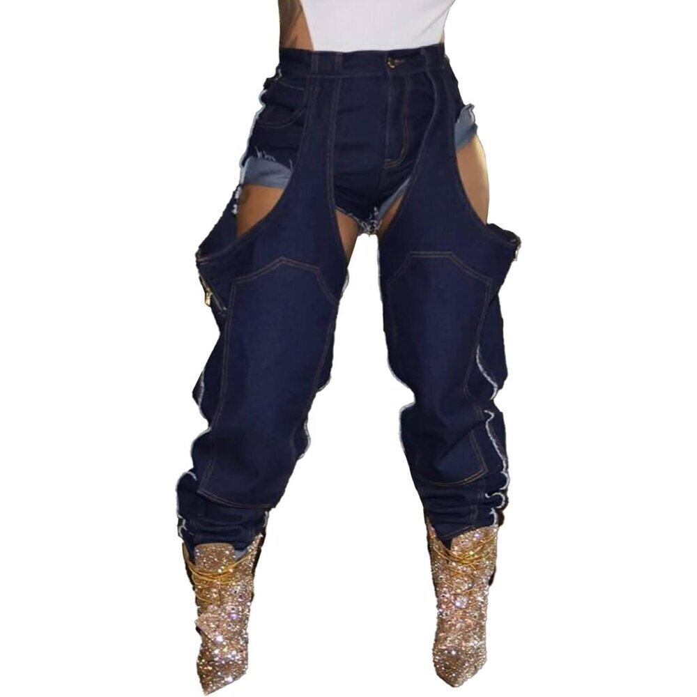 Women’s Baggy Ripped Denim Jeans High Waist Boyfriend Wide Leg Stretch
